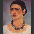 Frida Kahlo Canvas Paintings - Self Portrait with Necklace